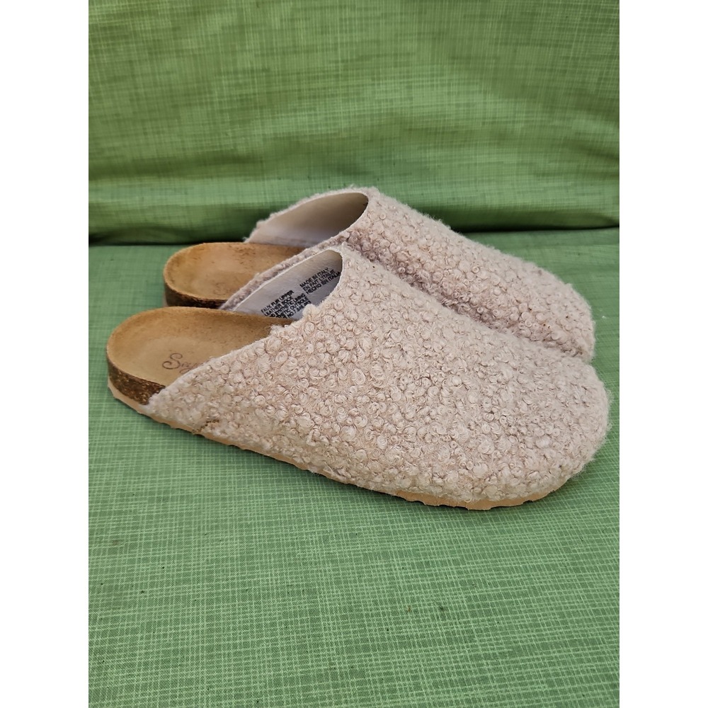 Seychelles Shearling Mules Clogs Slip-On Shoes Made In Italy Taupe Size 9